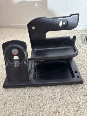Black wood pocket drop phone and watch charging station